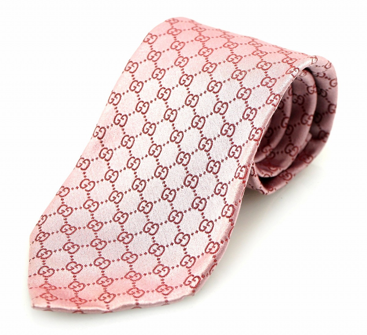 美品 GUCCI ネクタイ レッド×ピンク GG柄 クリーニング済