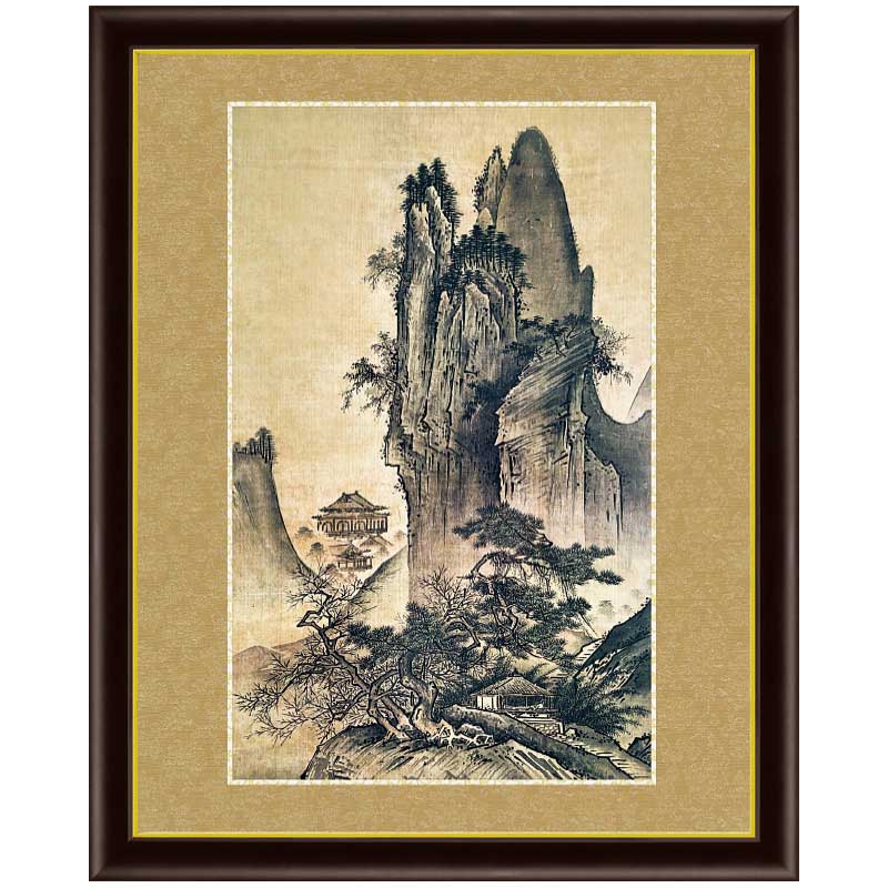 楽天市場】雪舟 四季山水図 春景 額 作品 インテリア 壁掛け : 光