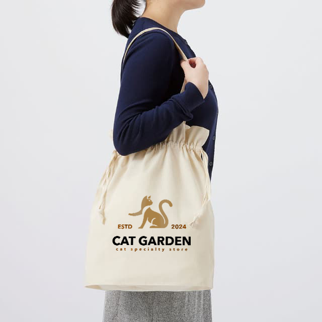 オーガニックコットンマチ付き巾着トート[MARKLESS STYLE TR-1172