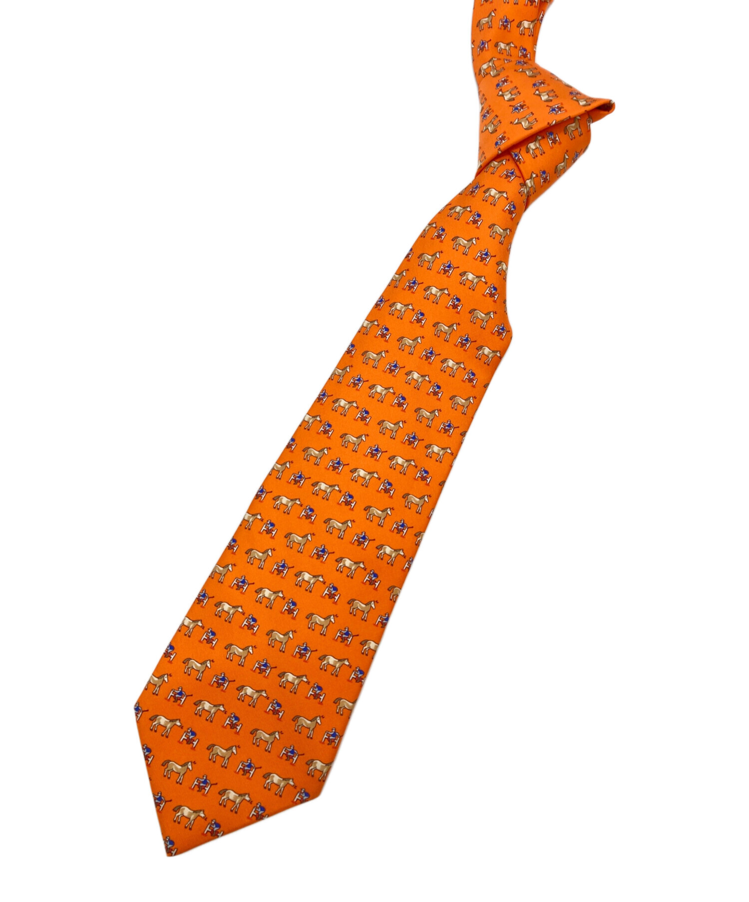 中古・古着通販】HERMES (エルメス) 馬柄ネクタイ オレンジ サイズ