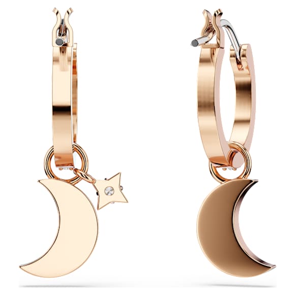 Symbolica ドロップピアス, 月と星, ブラック, ローズゴールドトーン