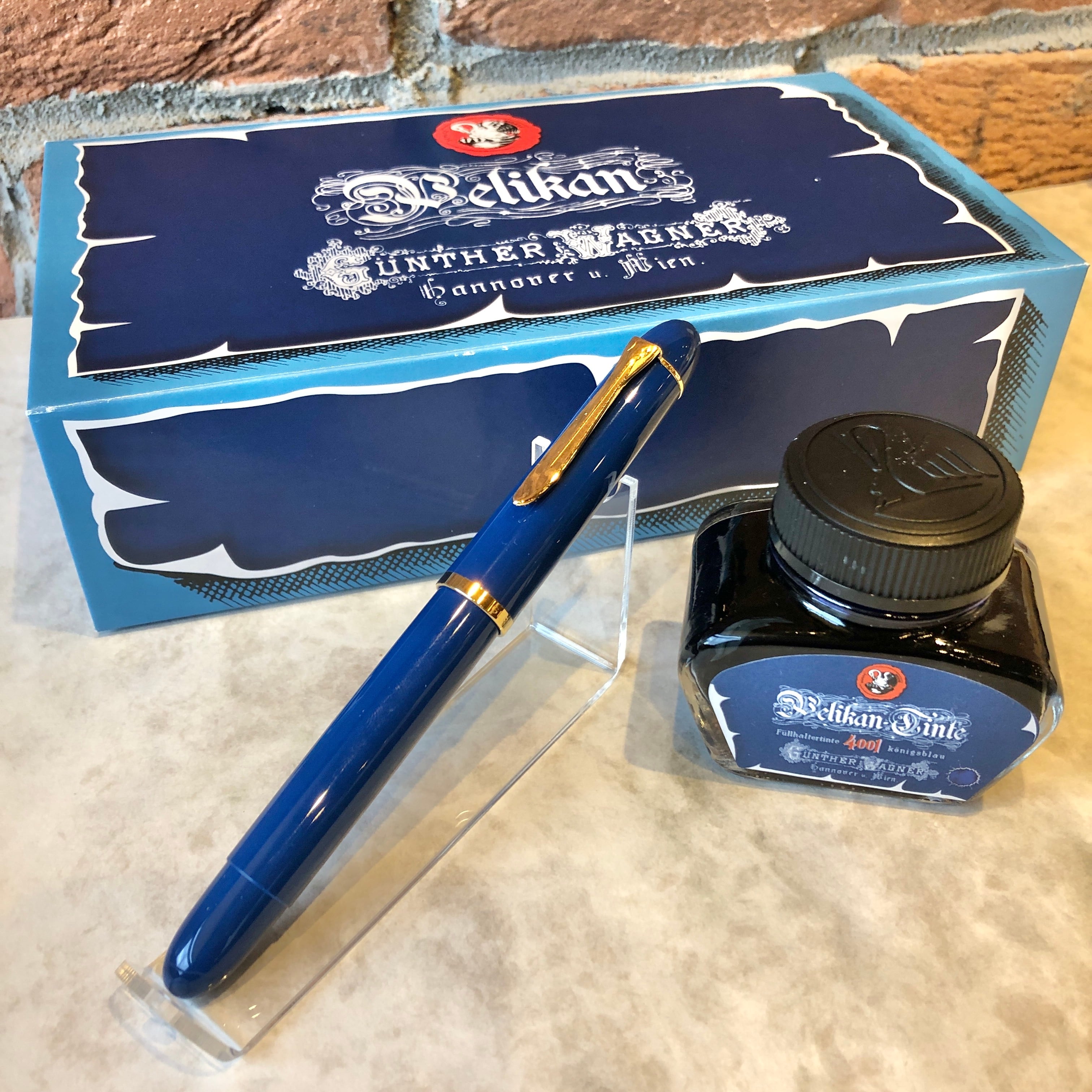 ペリカン「アイコニックブルー」F（細字）万年筆＆ボトルインクセット