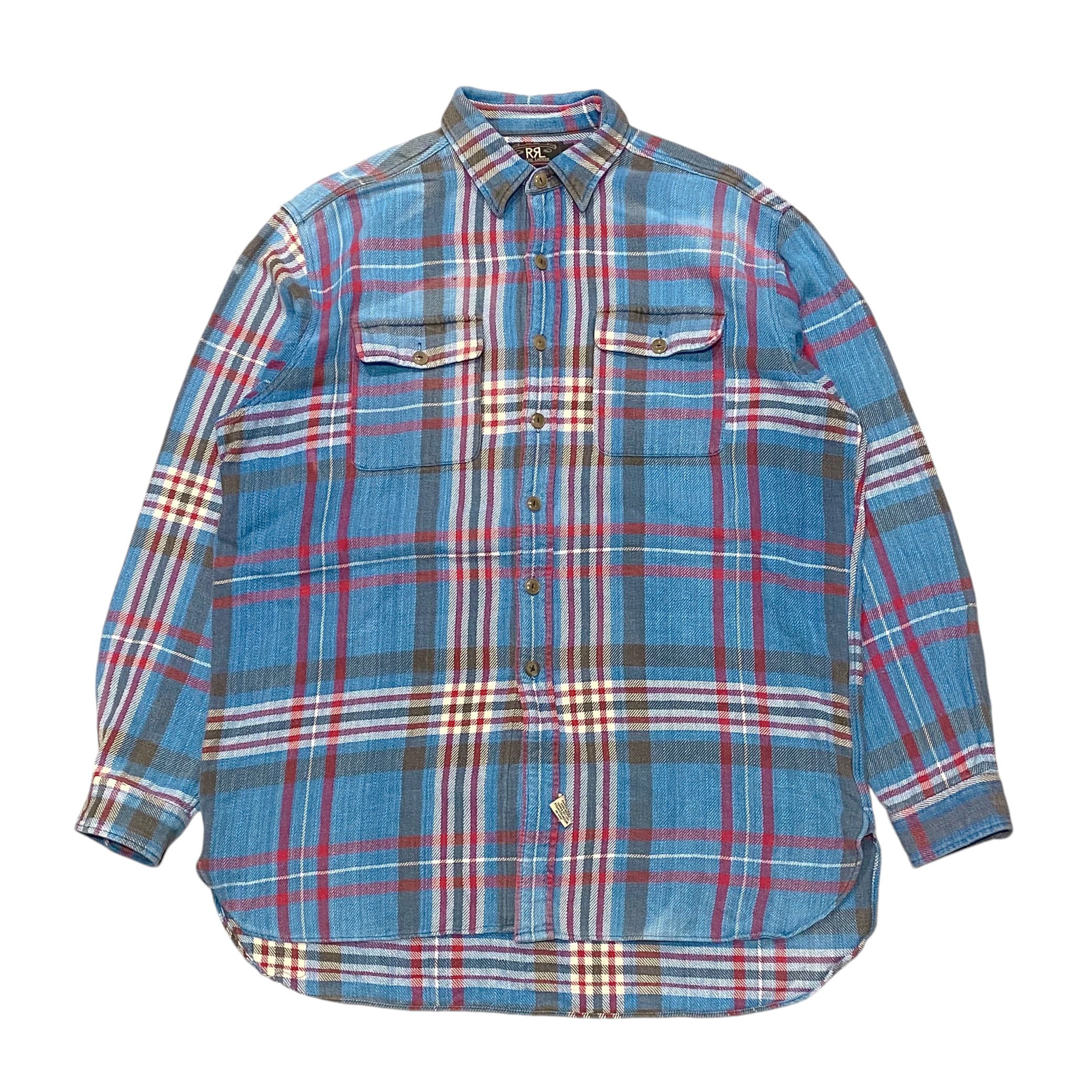 90's 三つ星タグ RRL Ralph Lauren Heavy Flannel Shirt L / ダブル