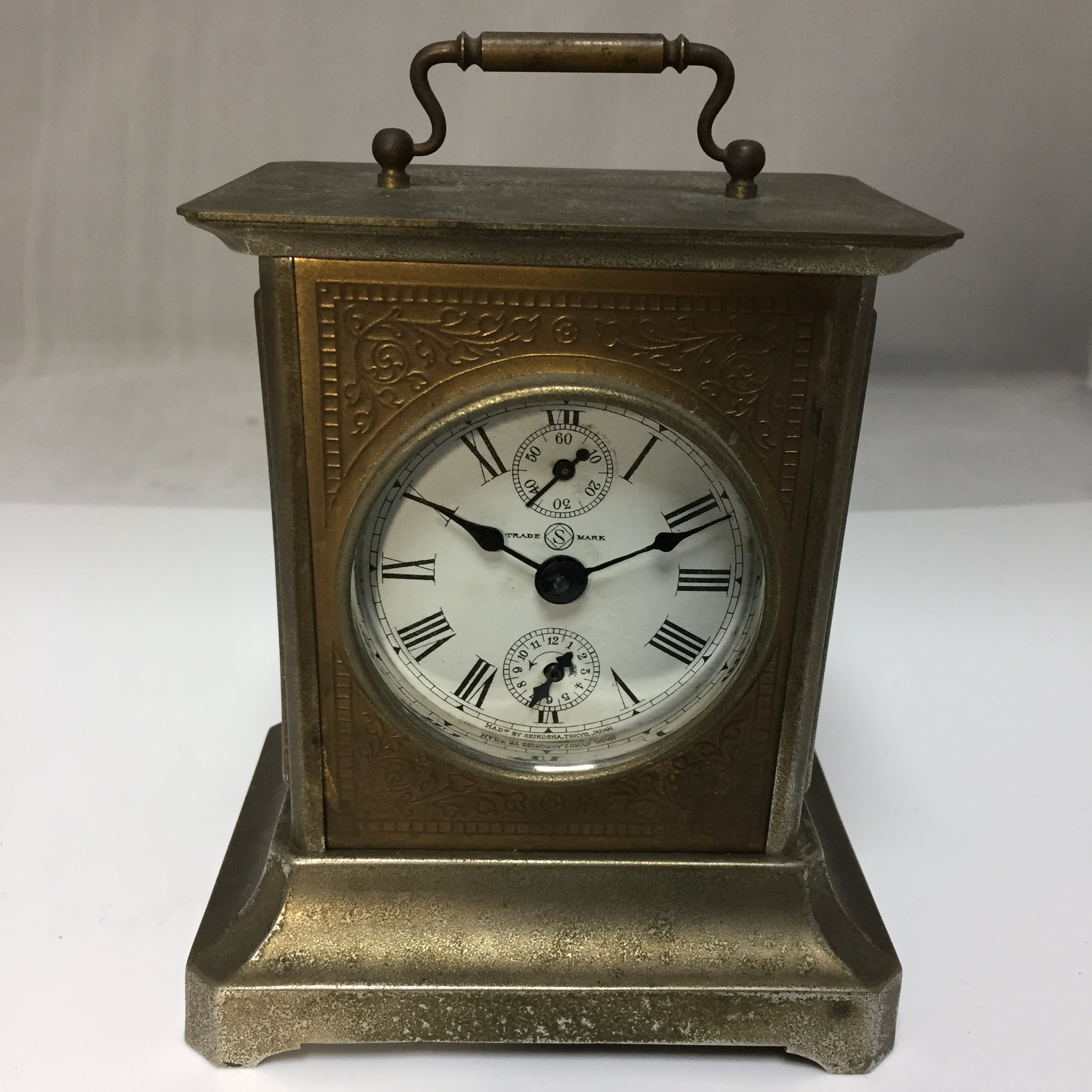 大正期〜昭和初期 精工舎角型目覚まし時計(枕時計)オーバーホール済み