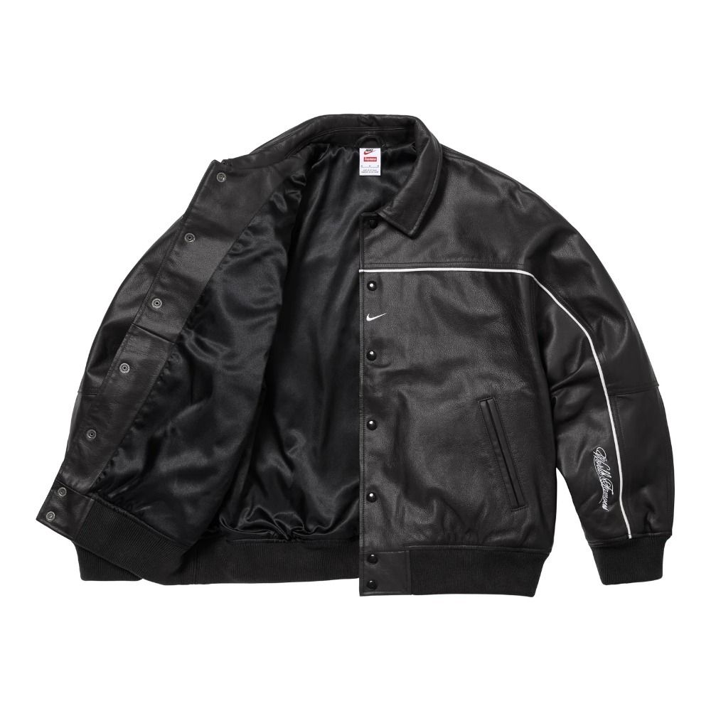 Supreme x Nike】Leather Varsity Jacket☆Black☆25SS☆ (Supreme