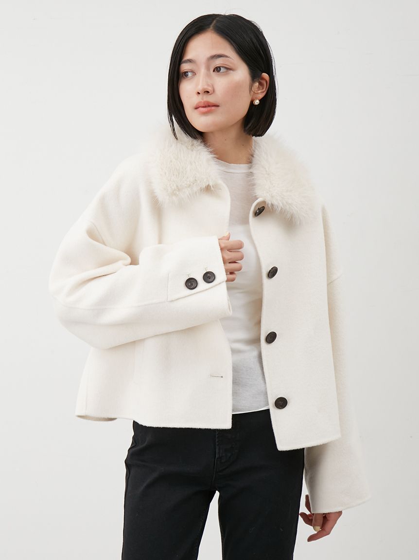 2wayファーカラーリバーショートコート(ハーフコート)｜アウター｜Mila