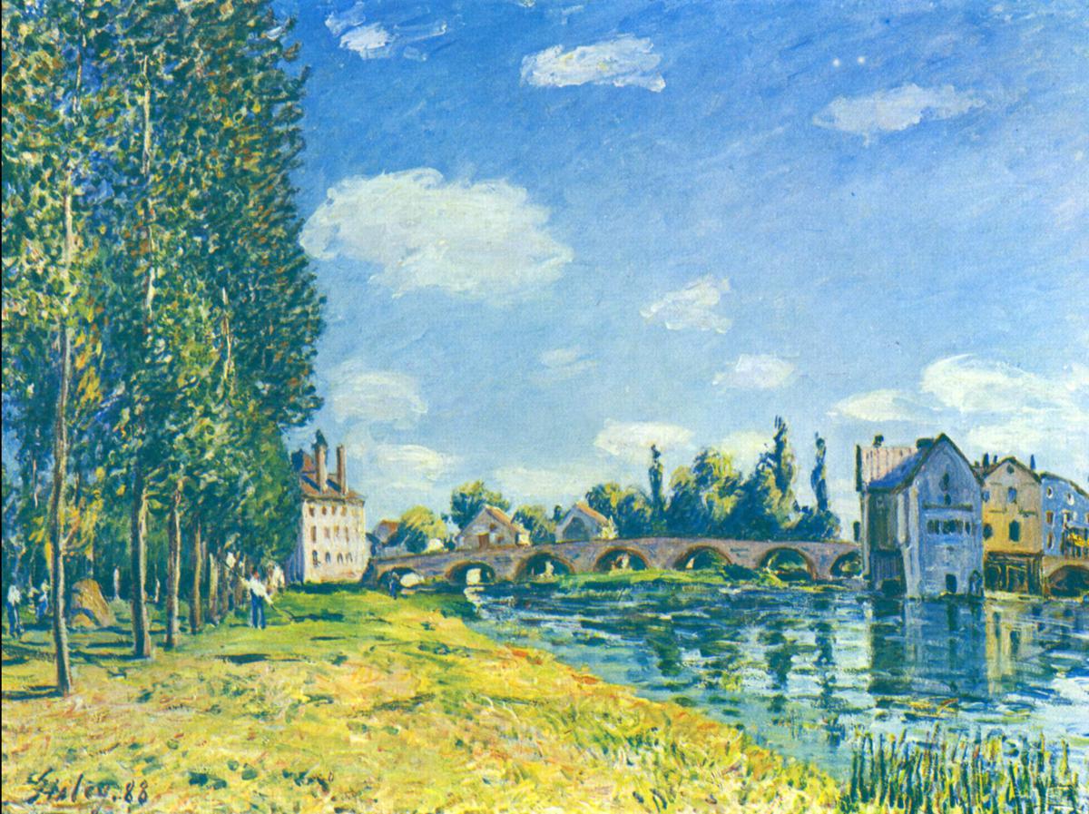 アルフレッド・シスレー 、Alfred Sisley、夏のモレの橋、希少画集画