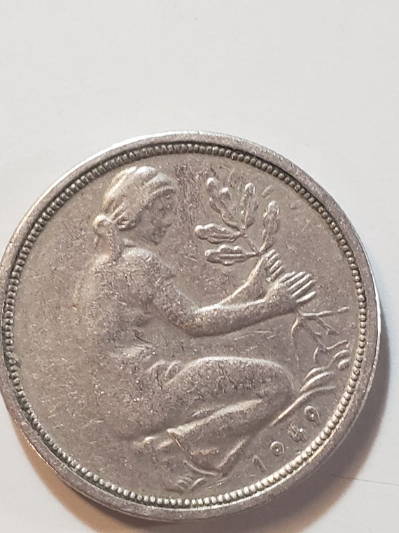 ヴィンテージ 50 ペニヒ ドイツ コイン: 1949 ～ 1950 年、ドイツ