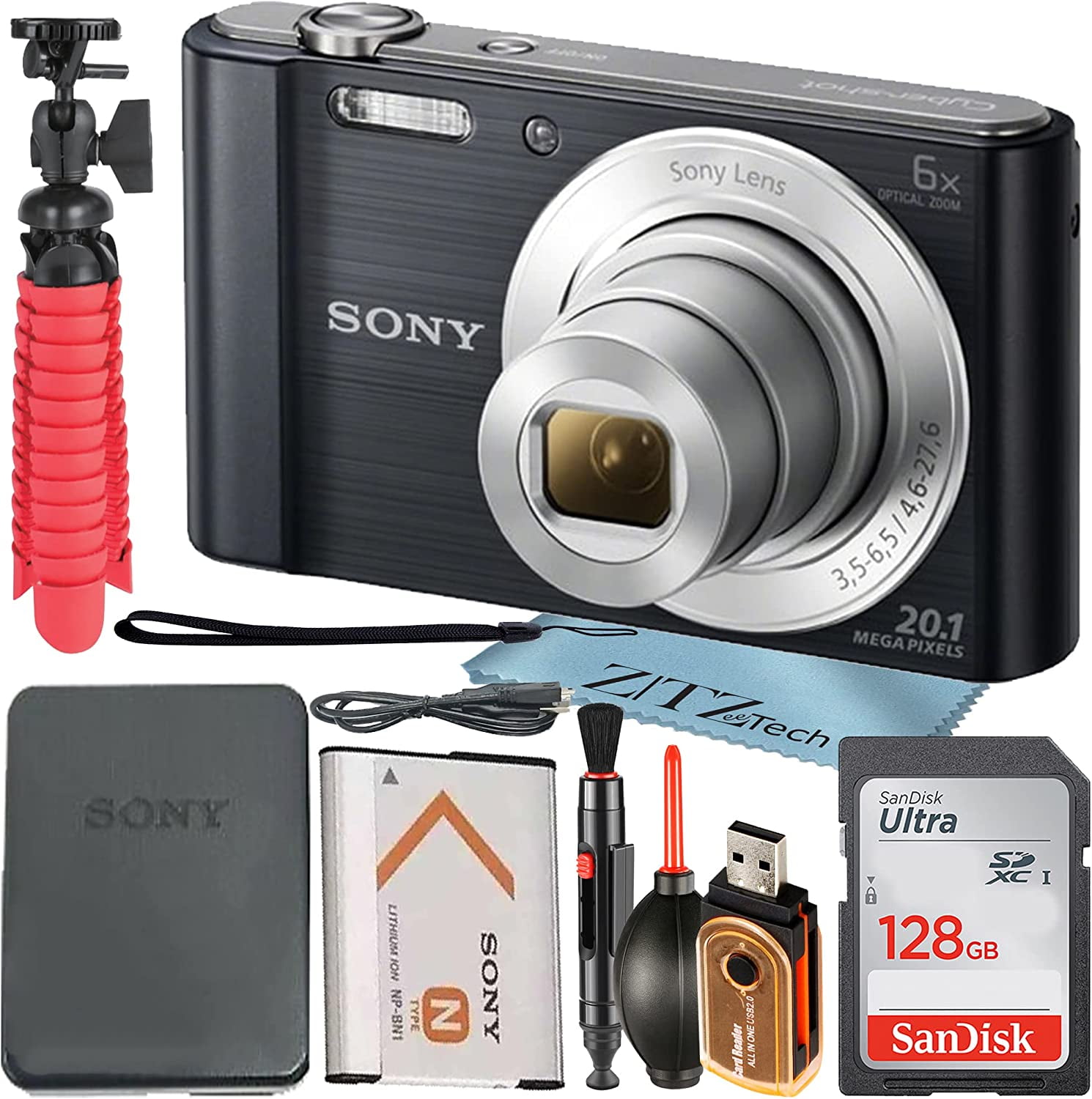 Sony Cyber-Shot DSC-W810 20.1 MP, 6X Zoom, 32GB Card, Tripod & Kit