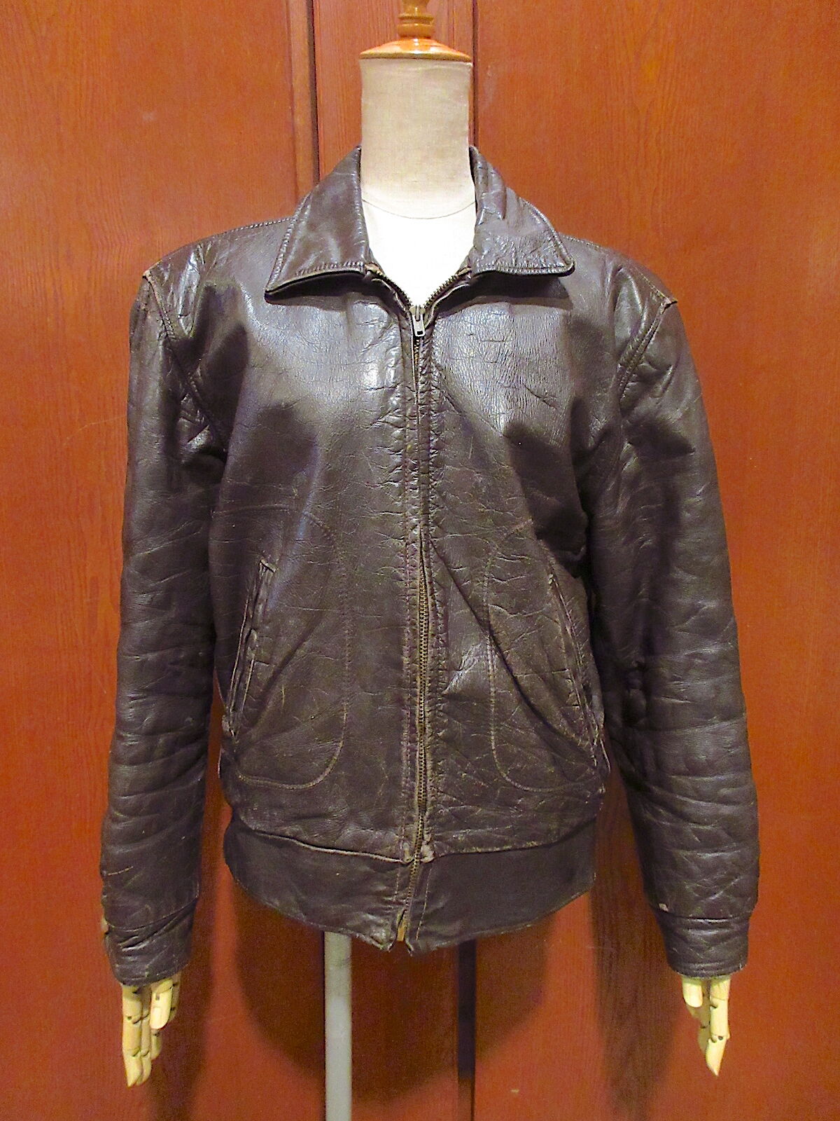 ビンテージ70's○Sears Oakbrook Sportswear裏地ボアレザージャケット