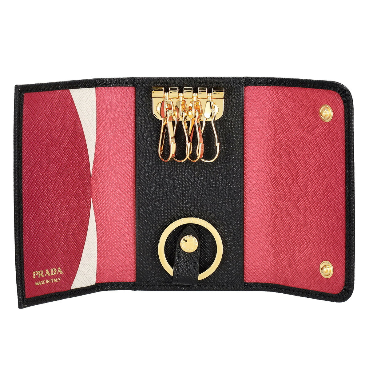 プラダ PRADA キーケース キーリング付き 4連キーケース サフィアーノ