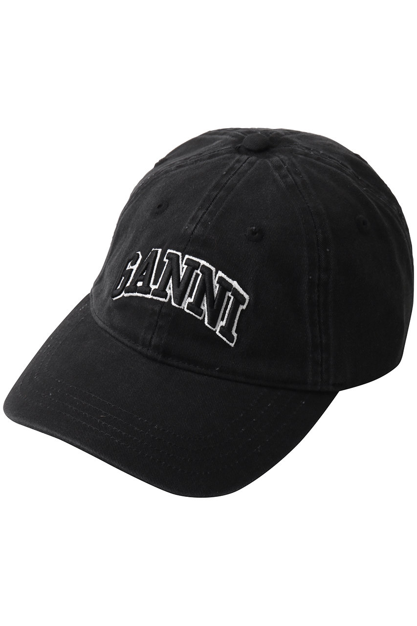 GANNI(ガニー)｜Washed コットン キャンバス キャップ/ブラック の通販