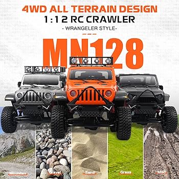 Amazon.com: 1/12 RC Rock Crawler, MN-128 Wrangeler Style RC Jeep