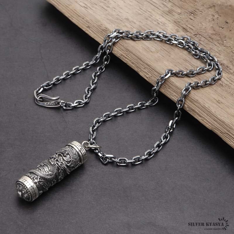 シルバー925 和彫り龍ネックレス [ns236-cs030-3mm-50cm] | スタイルで