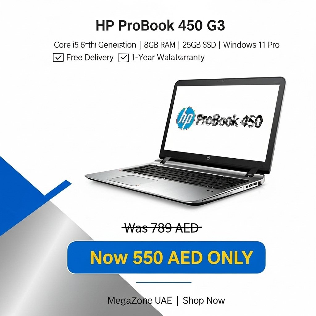 HP ProBook 450 G3 – Core i5 6th Gen | 16GB RAM | 256GB SSD | Megazone
