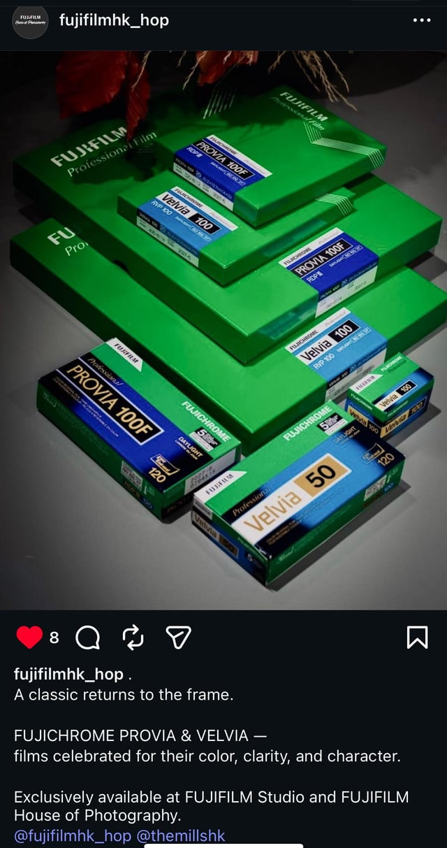 Fujifilm resurrects Velvia and Provia (in Hong Kong) : r