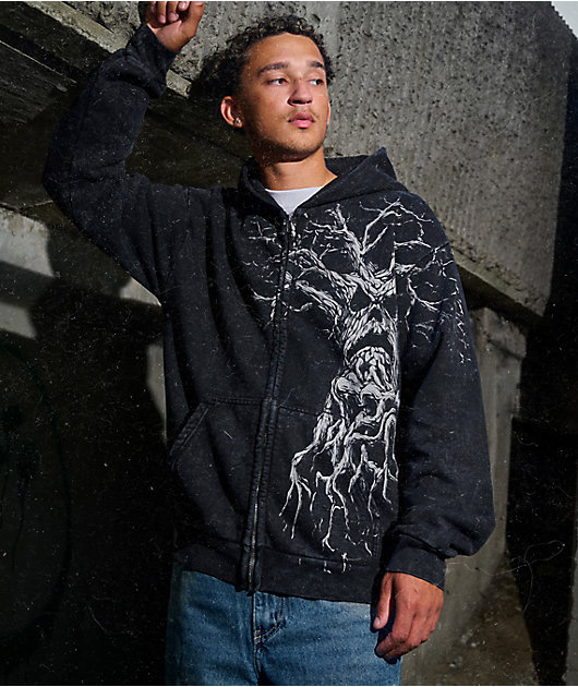 Affliction x Haunted Mound Harold Black Wash Zip Hoodie | Zumiez