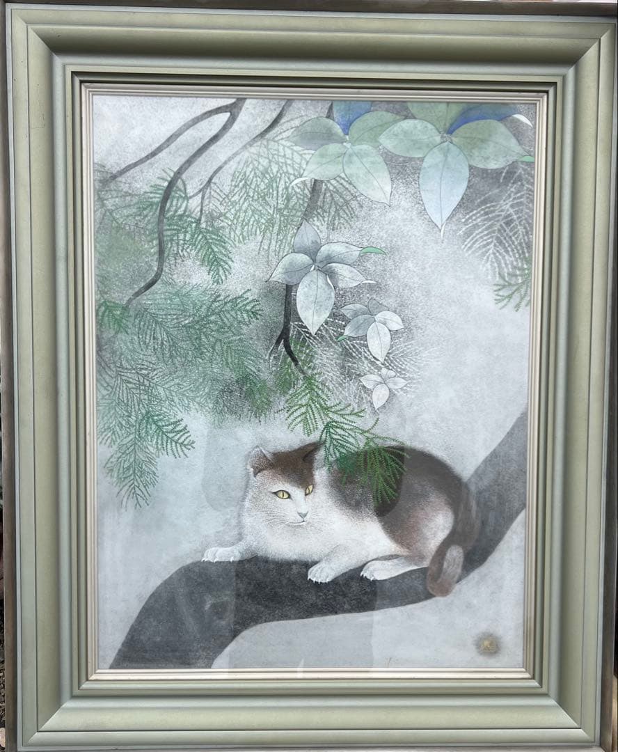 b*n様 佐藤昌美(佐藤晨)「猫」日本画 共シール 創画会会員 紺綬褒章 長期保 佐藤晨 | ｜正光画廊