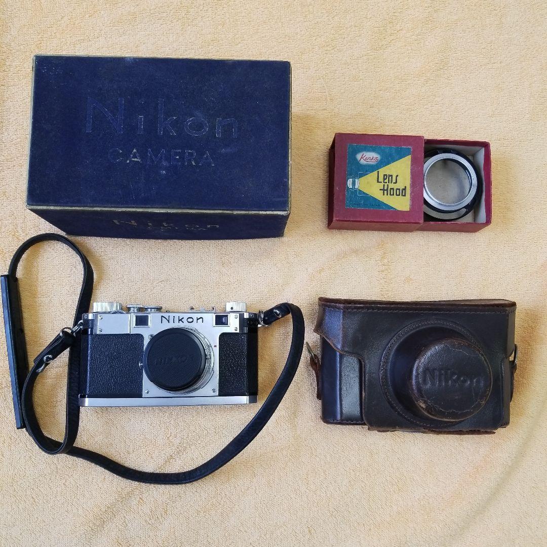 Nikon S ニッコールHC5cm　F2付き　皮製ケース、箱付き 超望遠レンズトランク風の「ニコンF5誕生25周年記念ハードケース