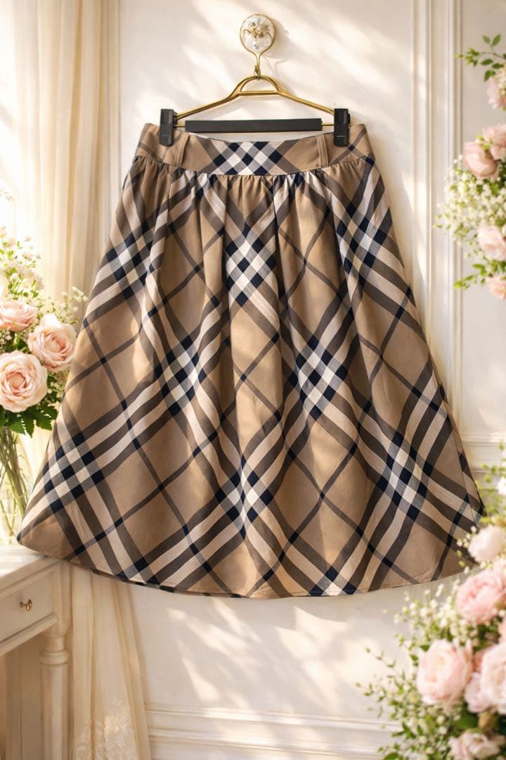 極美品】バーバリー38 ノバチェックフレアスカート - メルカリ