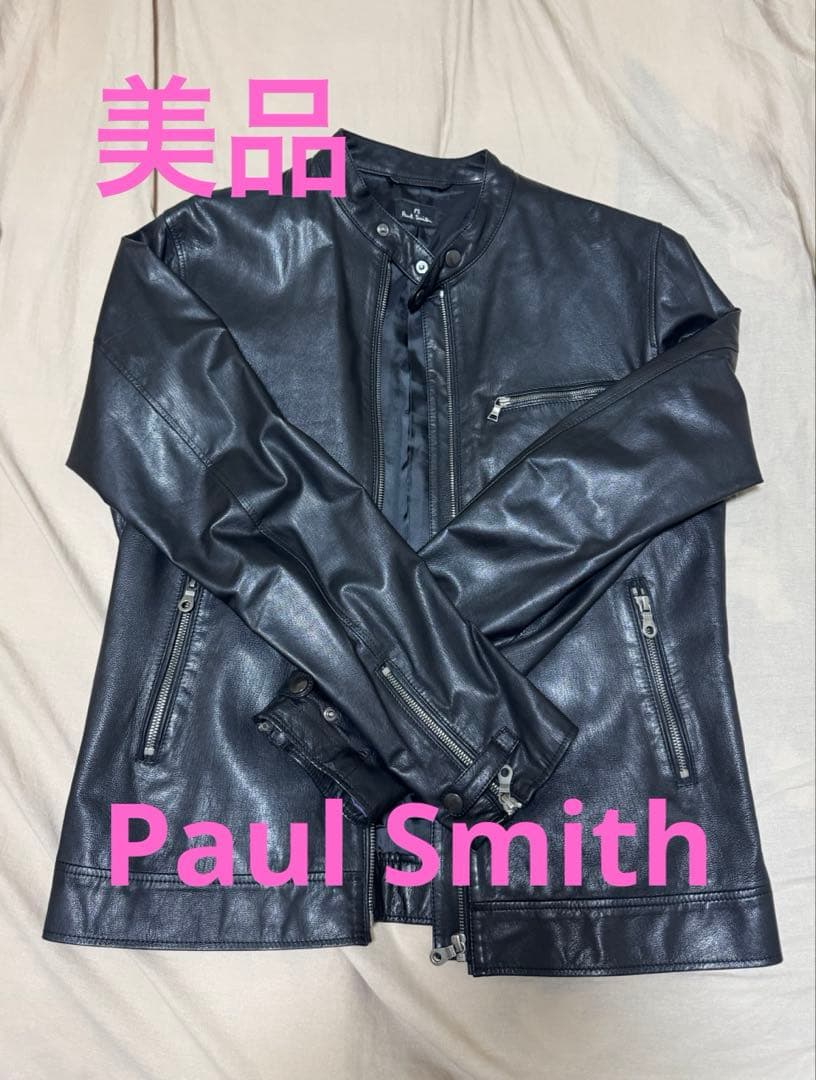 【美品】ポールスミス Paul Smithラムレザー シングルライダース XL Paul Smith（ポール・スミス） 未使用品○Paul Smith ラムレザー