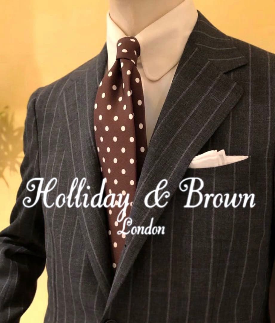 【新品】Holliday & Brown／シルクドットタイ／ブラウン／イタリア製 Holliday & Brown ネクタイ Holliday ＆ Brown / シルク ドット
