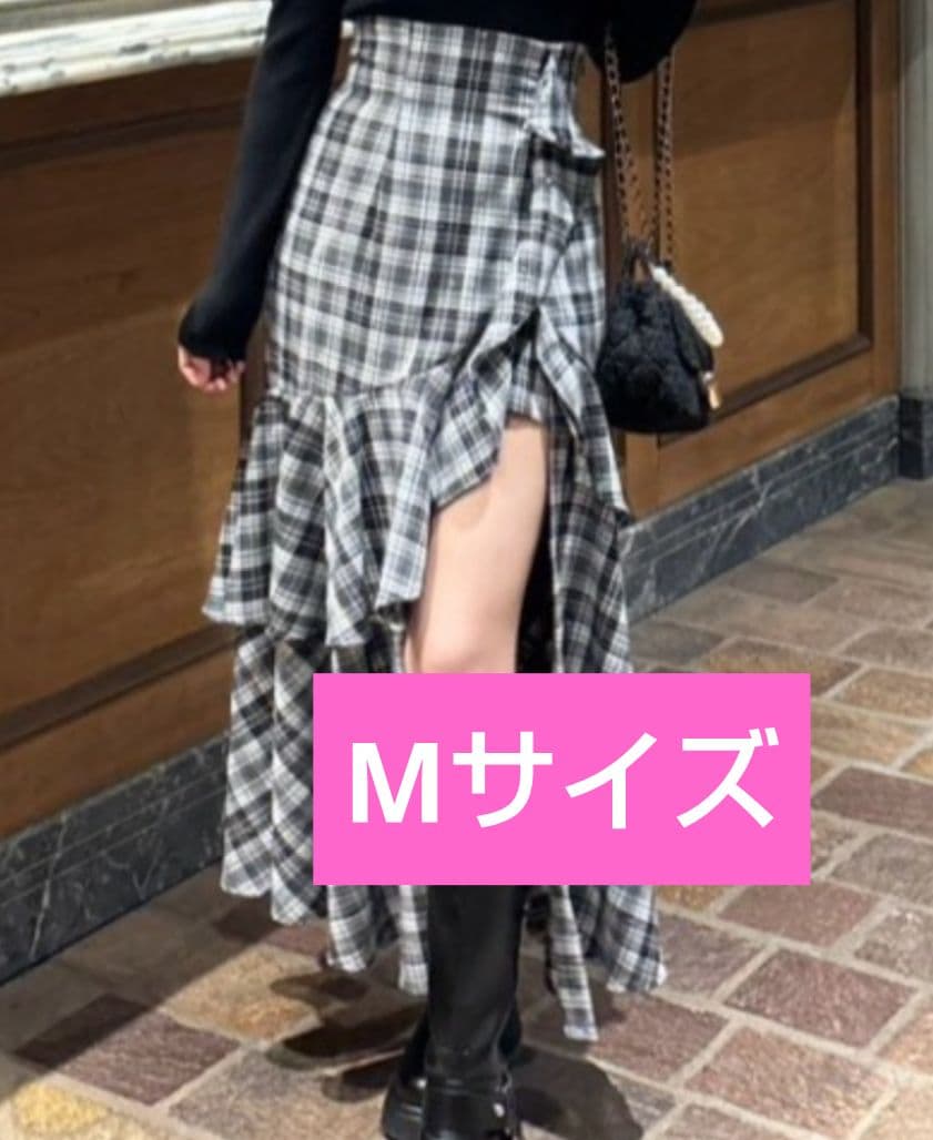 rienda　リエンダ　チェックフリルスリットスコートショートパンツ　Mサイズ rienda | チェックフリルスリットスコートショートパンツ (ショート