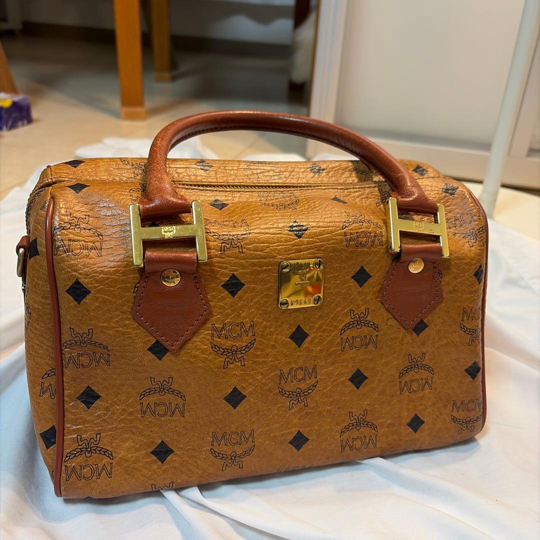 MCM ボストンバッグ ブラウンレザー 最安値！ MCM エムシーエム ヴィセトス ミニボストンバッグ 2WAYバッグ ブラウン