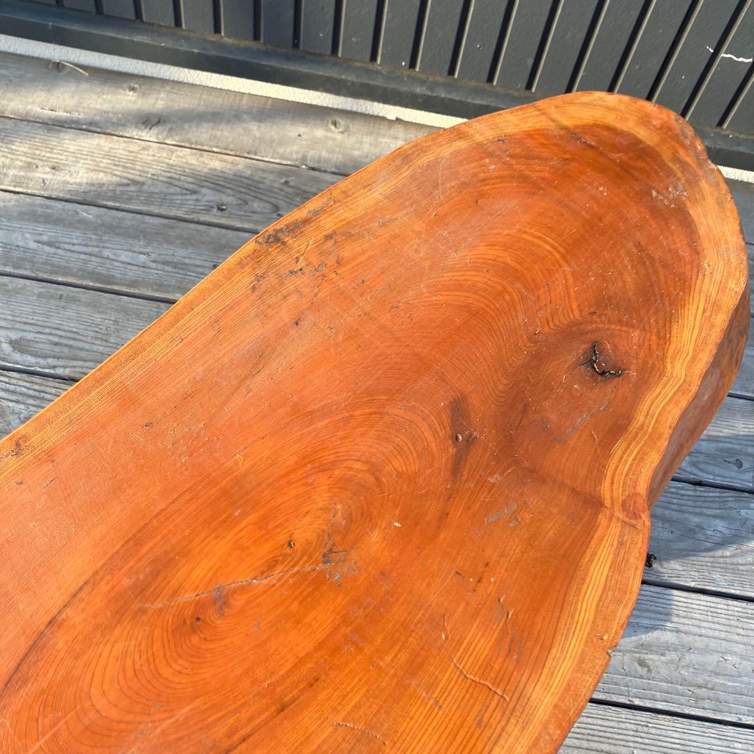 ②昭和レトロ 木製 天然木 欅材 一枚板 脚付き 座卓 センターテーブル