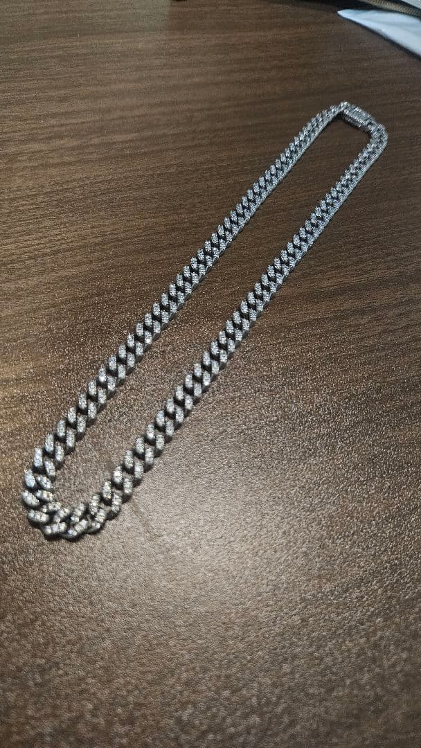 アバランチ　マイアミストーンネックレス　50cm 10K ホワイトゴールド マイアミネックレス 幅5mm 45cm-50cm KKP5942