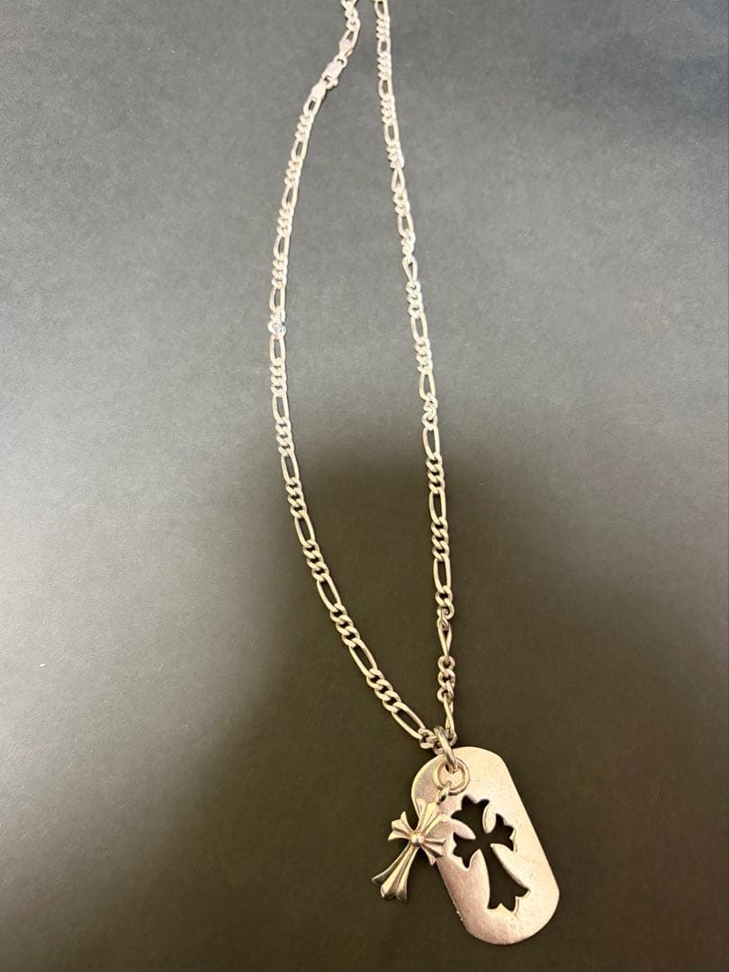 シルバー925 クロス タグ ペンダント ネックレス フィガロチェーン シルバー925 フィガロチェーンネックレス 60cm ベネチアンチェーン